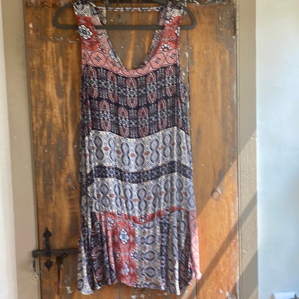 Boho Print Sleeveless Short Dress Coverup Size L